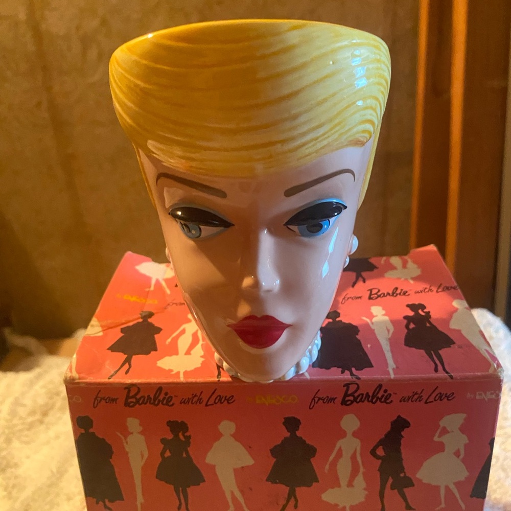 Vintage Barbie Head Mug with Box